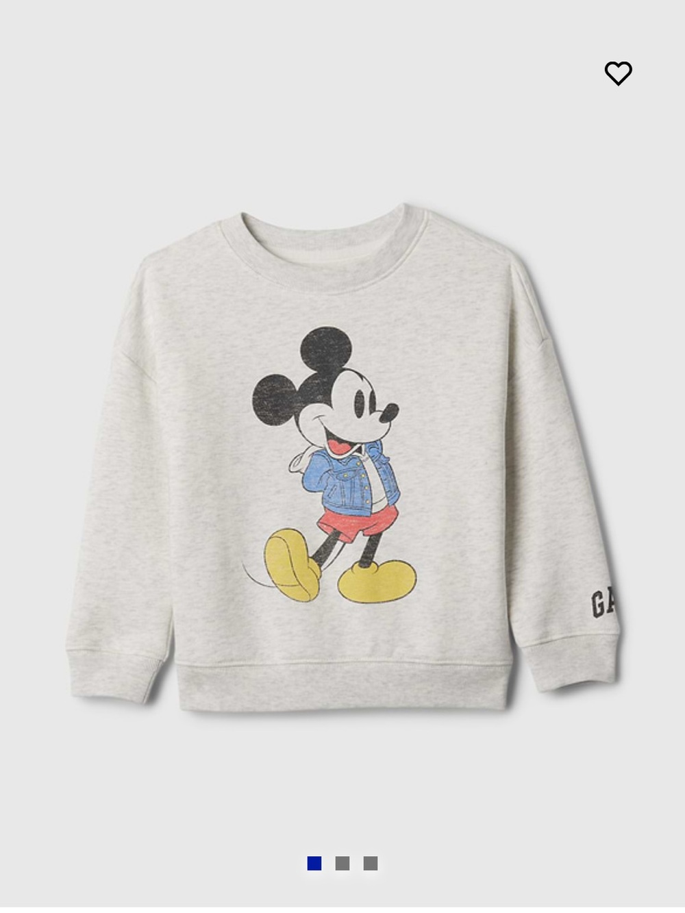 GAP Light Gray retro Mickey Mouse Graphic Sweatshirt, 3T
